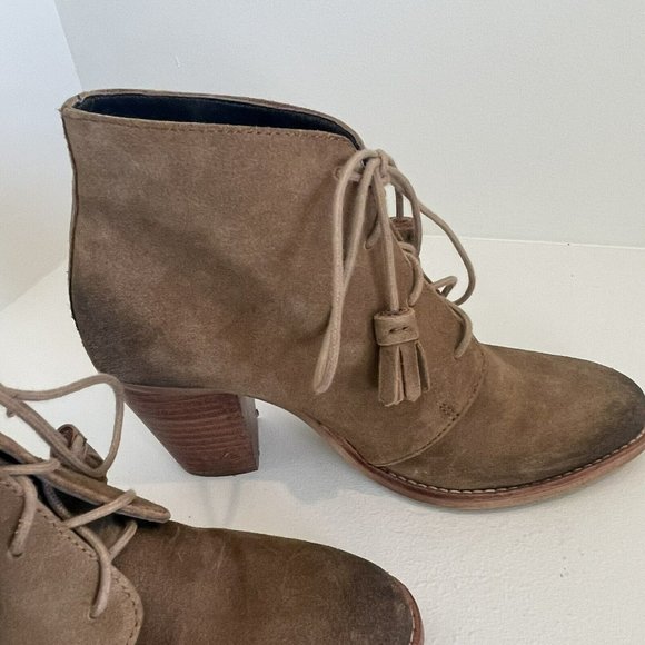 Crevo Sumerset Lace Up Suede Heeled Ankle Boot Camel Brown Women's Size 7.5 EUC - Picture 3 of 9